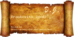 Draskovits Jenő névjegykártya